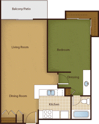 A2 750 Sq.Ft. Floor Plan at Park at Voss Apartments, The Barvin Group, Houston, TX